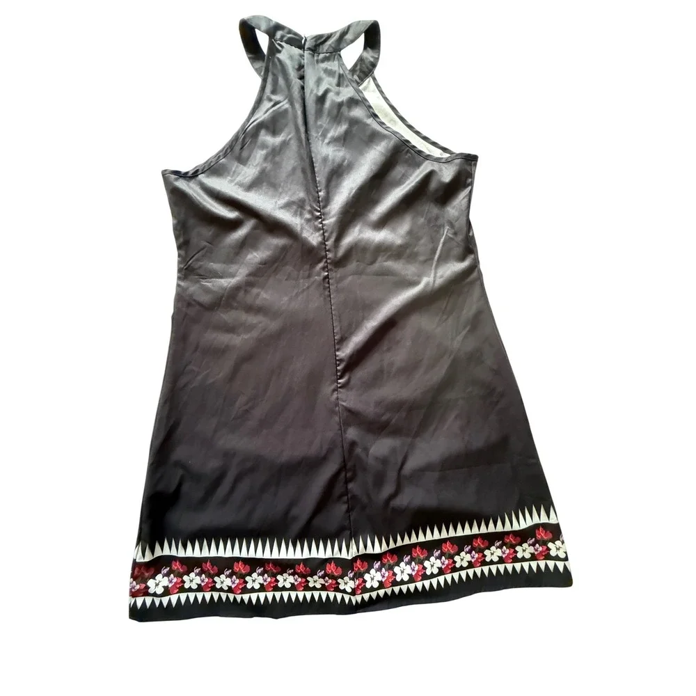 Cottagecore Feminine Emery Rose Black Halter Mini Dress Sleeveless Slinky Large - Picture 3 of 9